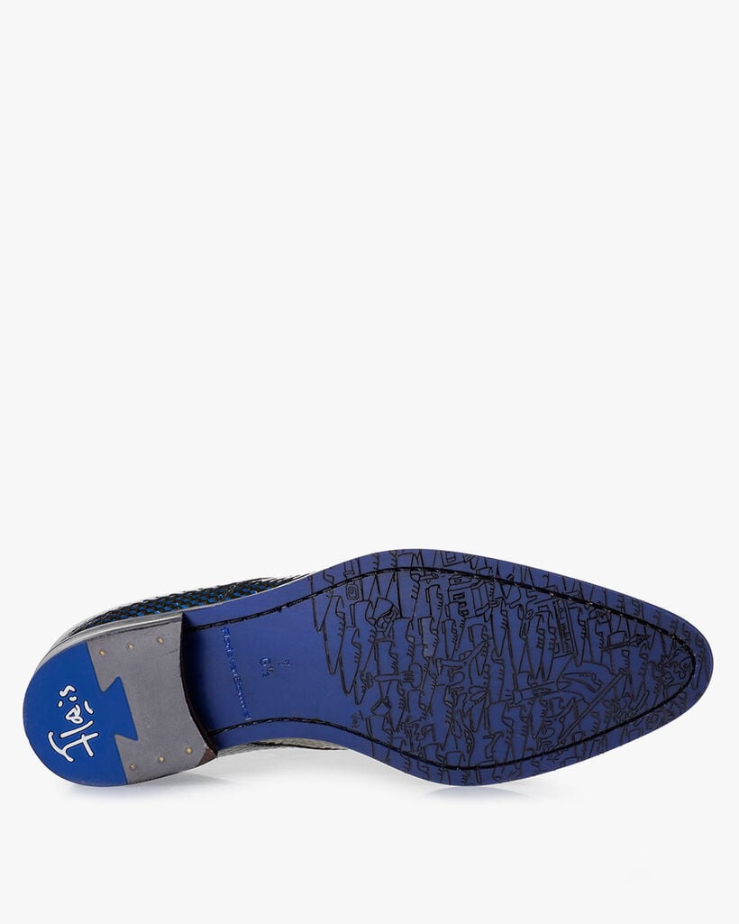 Schn&uuml;rschuh Lackleder blau