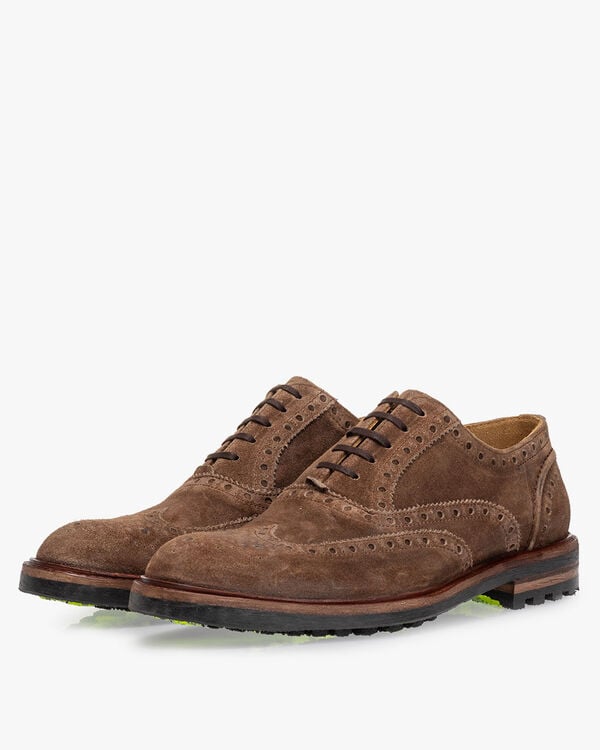 Schn&uuml;rschuh Wildleder cognac