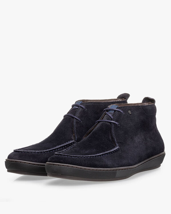 Lace boot suede dark blue