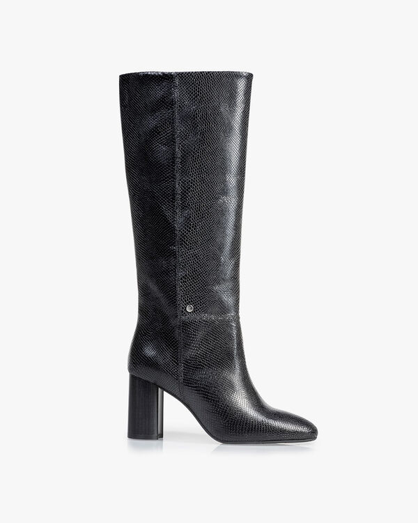 Stiefel Reptilienprint schwarz