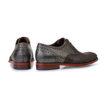 Schnürschuh Wildleder-Print grau