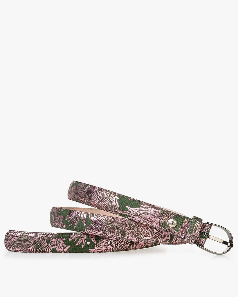 Damengürtel grün mit rosa Print