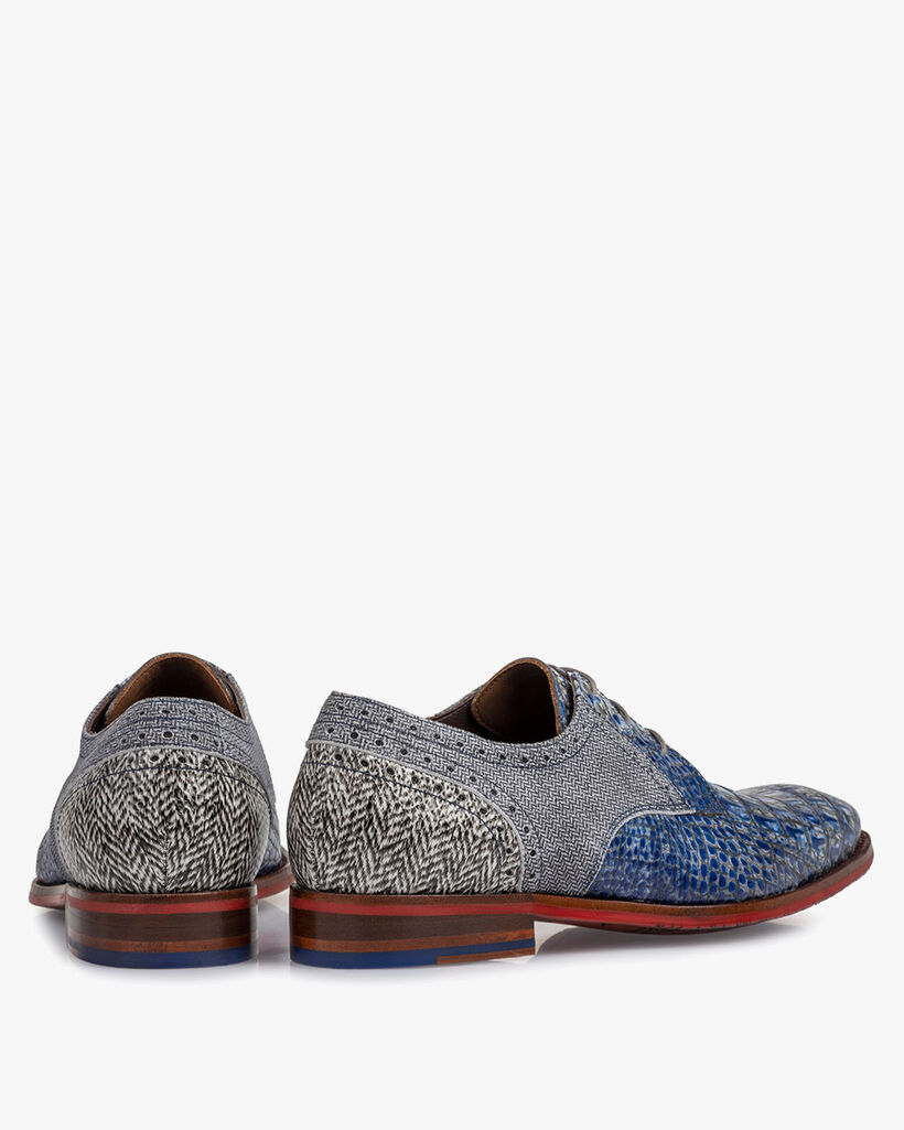 Lace shoe printed leather blue