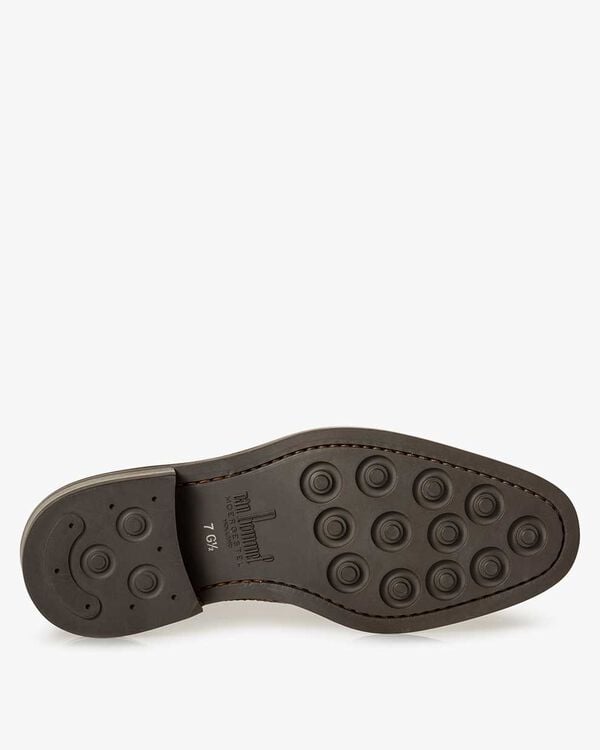 Schn&uuml;rschuh Leder-Print cognac