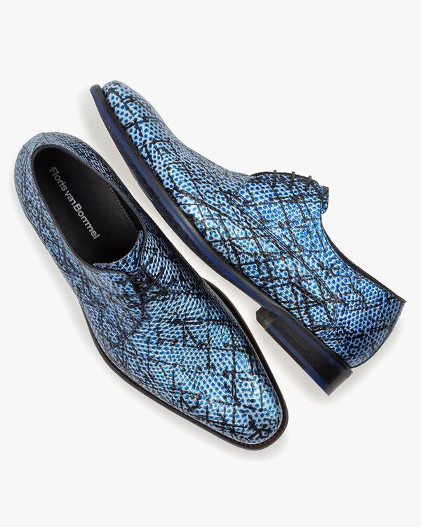 Lace shoe blue printed leather