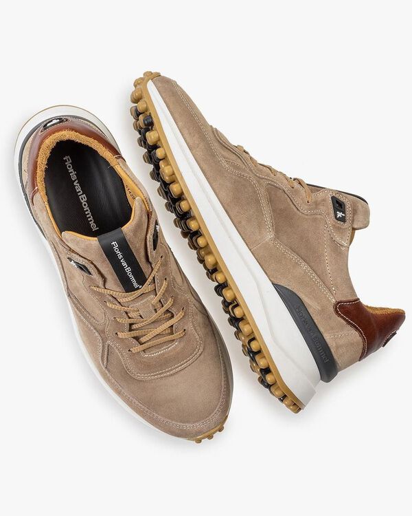 Beige suede leather sneaker