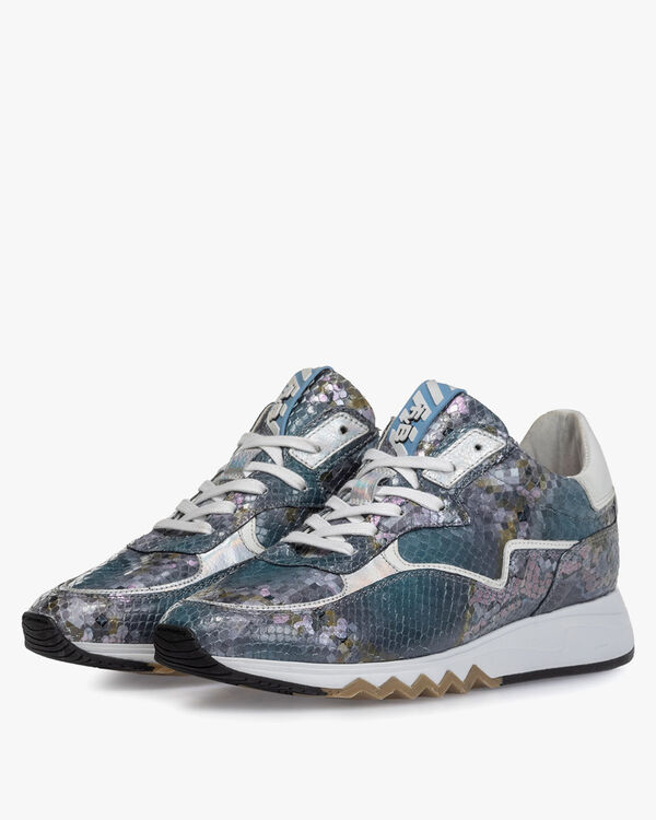 Nineti Leder mit Print blau