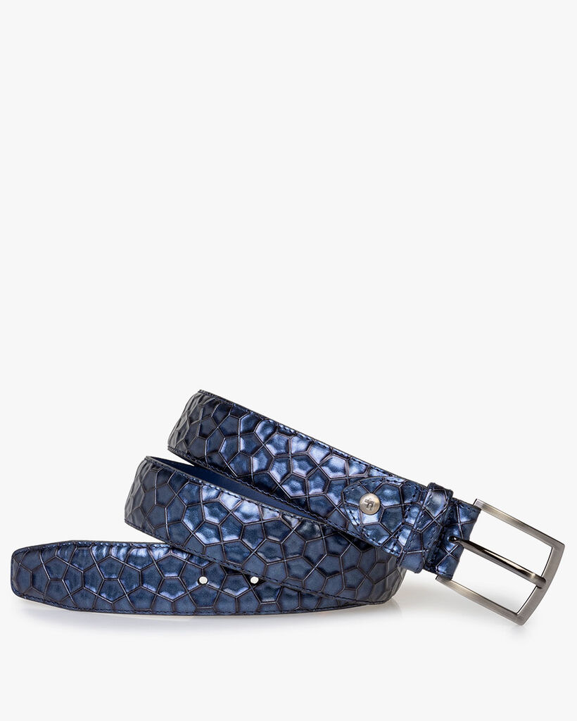 Belt with metallic print blue