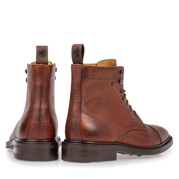 Stiefel Leder mit Print cognac