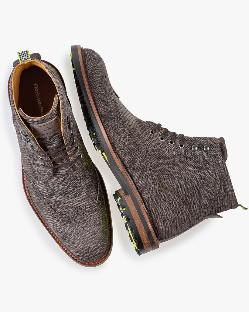 Stiefel Eidechsenprint grau