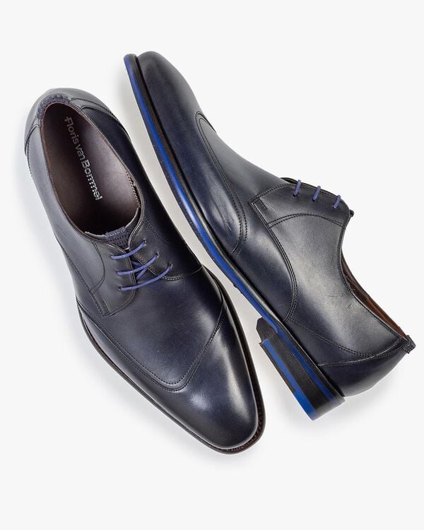 Lace shoe dark blue calf leather