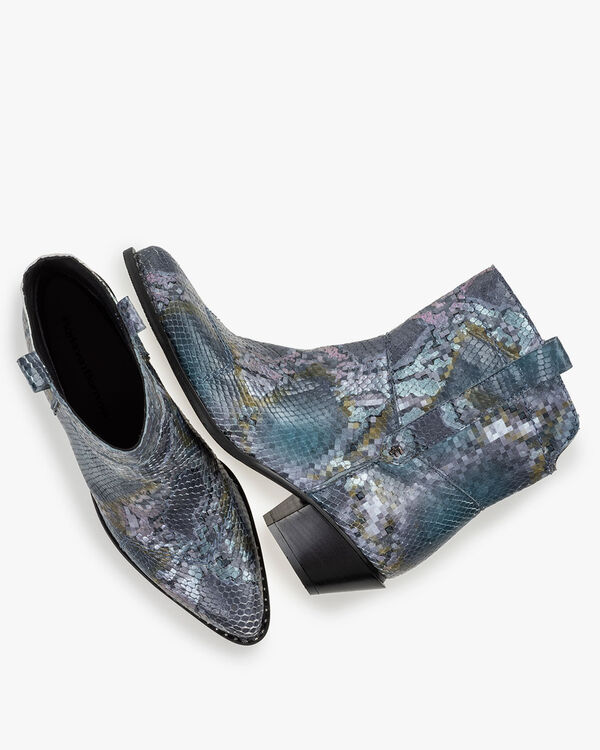 Stiefel Leder mit Print blau