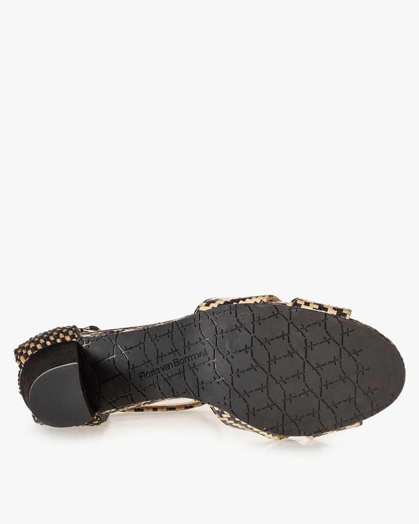 Sandale Leder mit Print schwarz-wei&szlig;