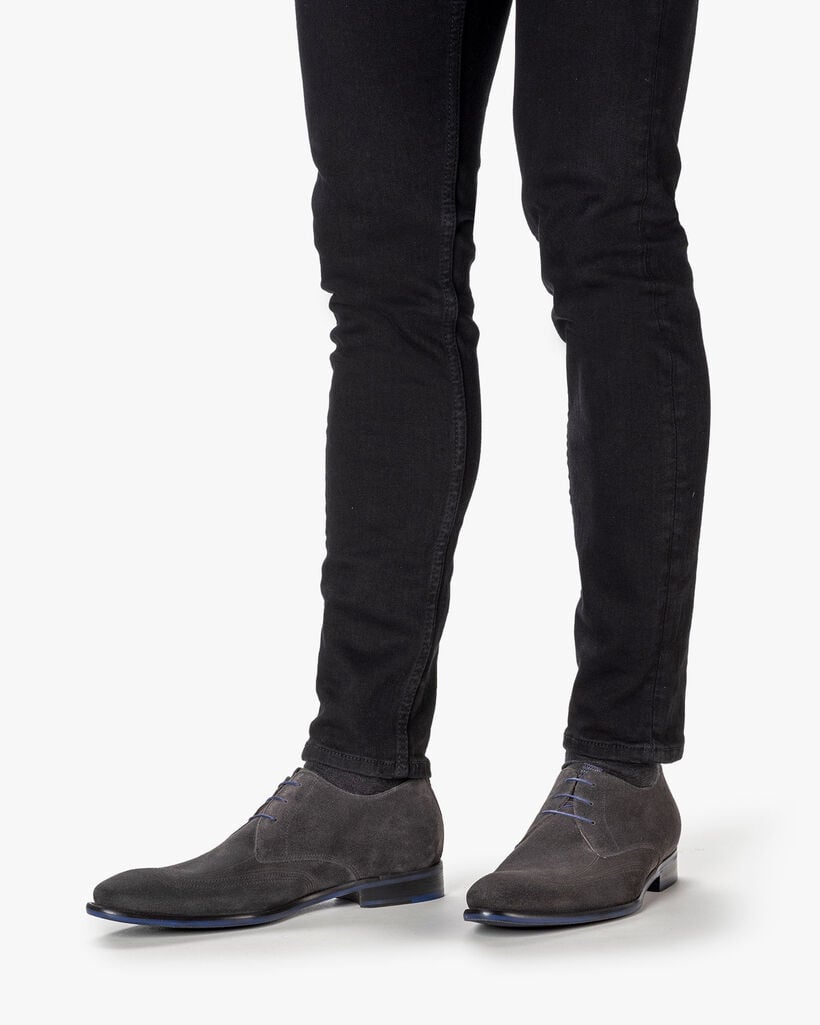 Schn&uuml;rschuh Wildleder dunkelgrau