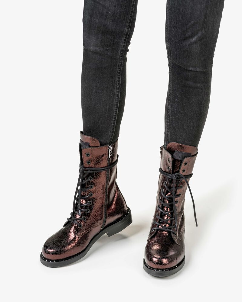 Lace boot leather dark brown