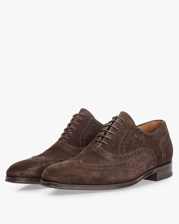 Lace shoe suede dark brown