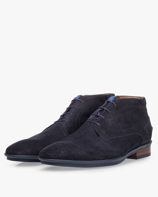 Schn&uuml;rstiefel Wildleder blau