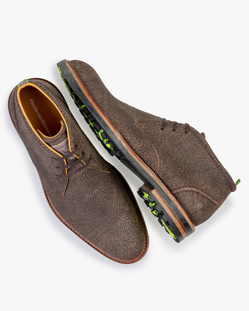 Schnürstiefel Leder-Print braun