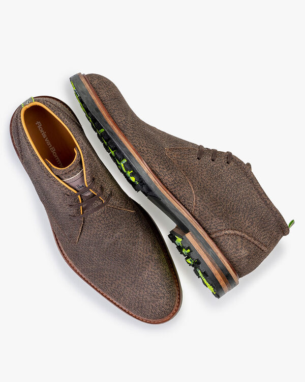 Schnürstiefel Leder-Print braun