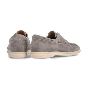 Grey suede leather boat shoe