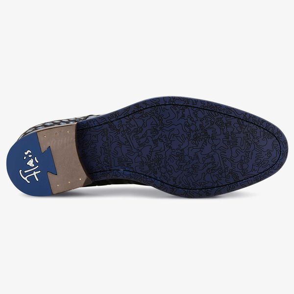 Floris van Bommel Herren Premium schwarzer Schnürschuh mit Krokodil Aufdruck