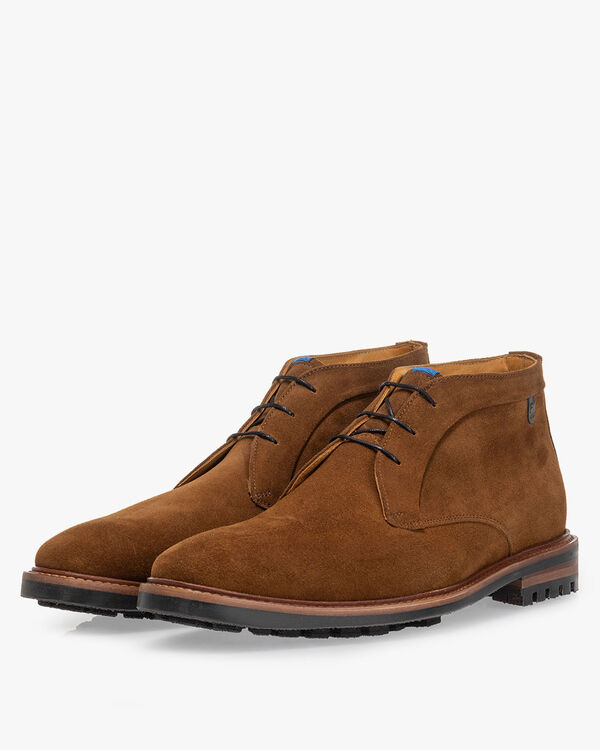 Schnürstiefel Wildleder cognac