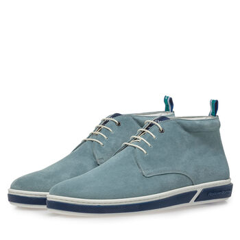 Light blue suede leather lace boot