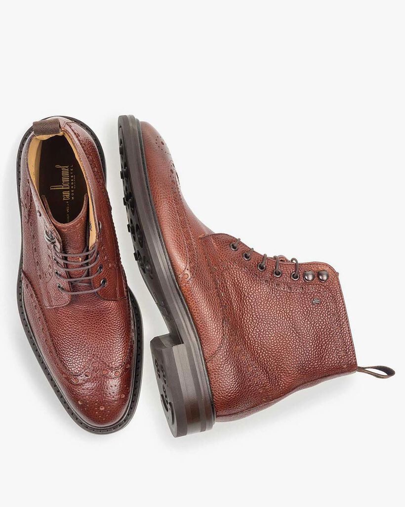 Stiefel Leder mit Print cognac