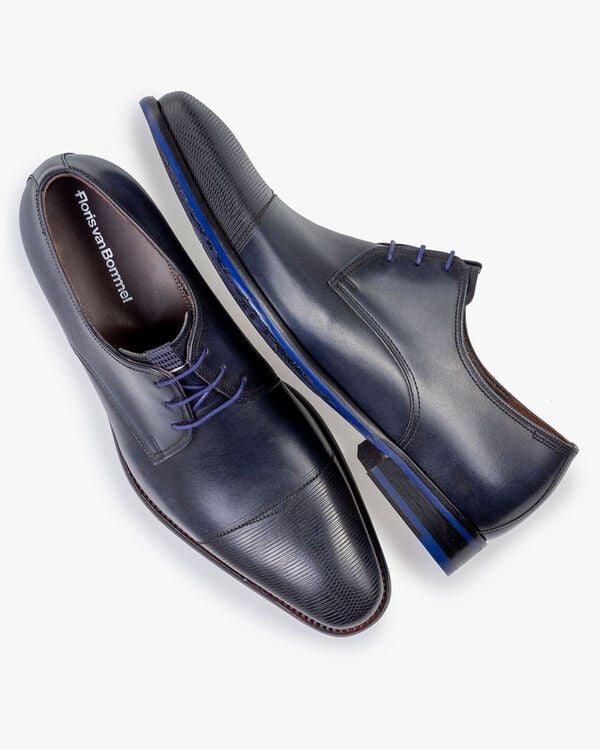 Lace shoe calf leather dark blue