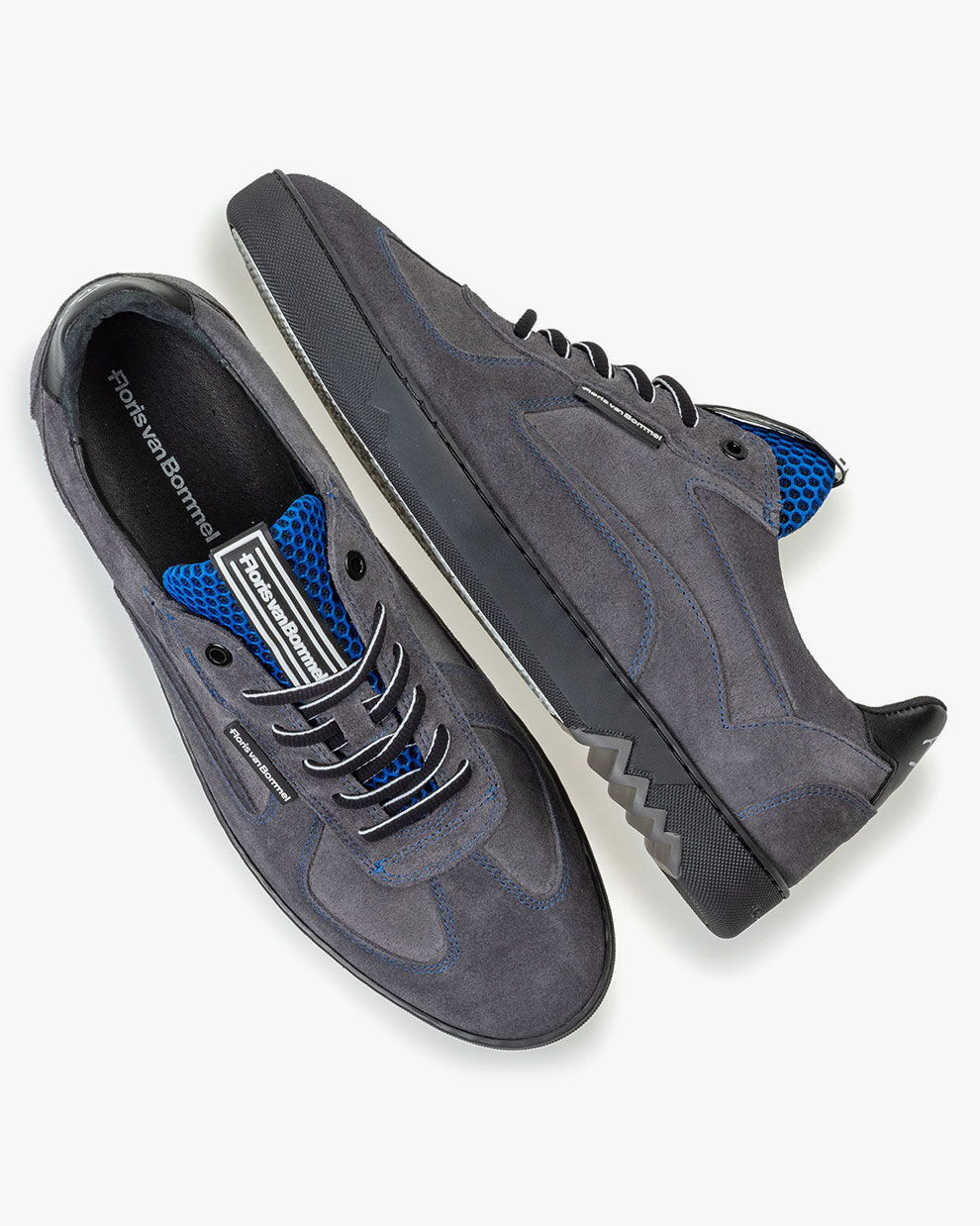 Floris Van Bommel Heren Sneakers Donkergrijs sue zigzag sneaker | Van den  Assem