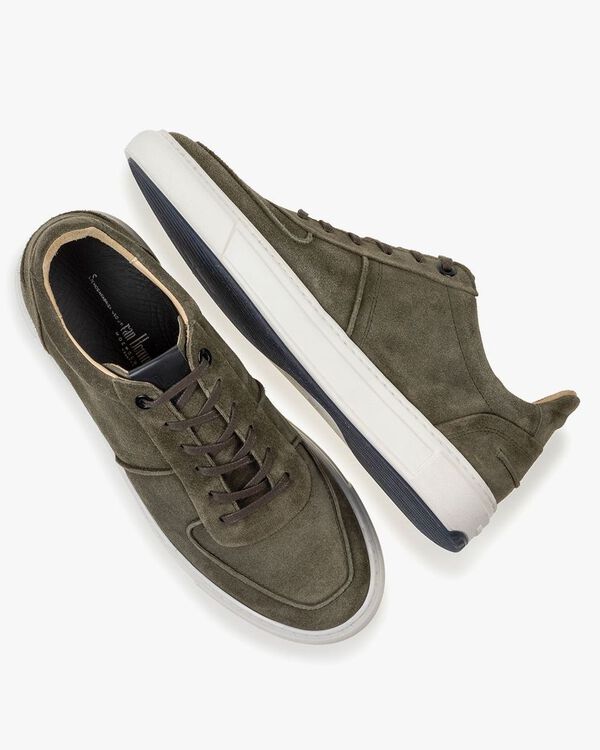 Sneaker green suede leather