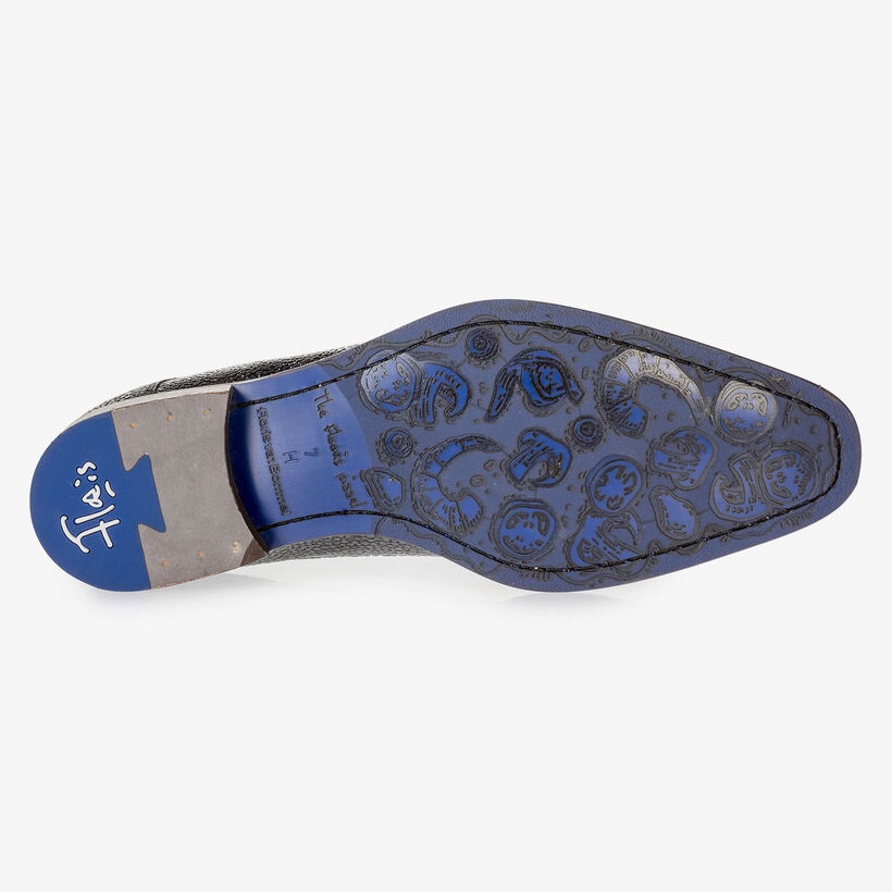 Blauer Leder-Schnürschuh mit Metallic-Print