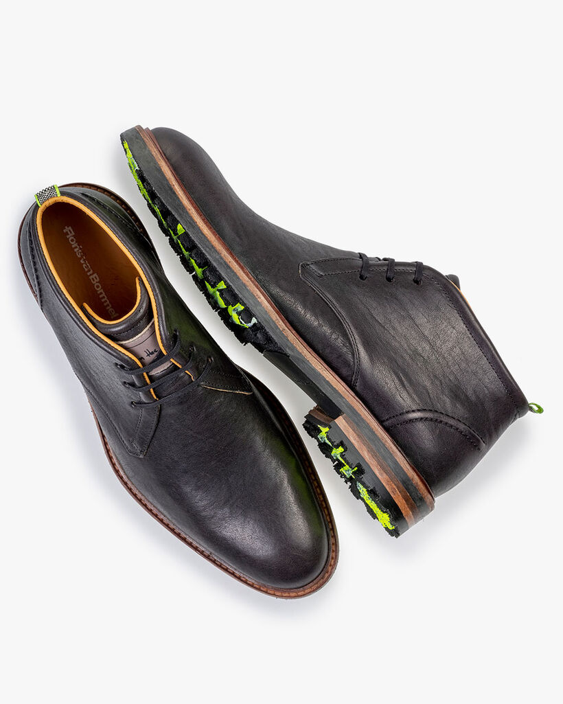 Schn&uuml;rstiefel Leder schwarz