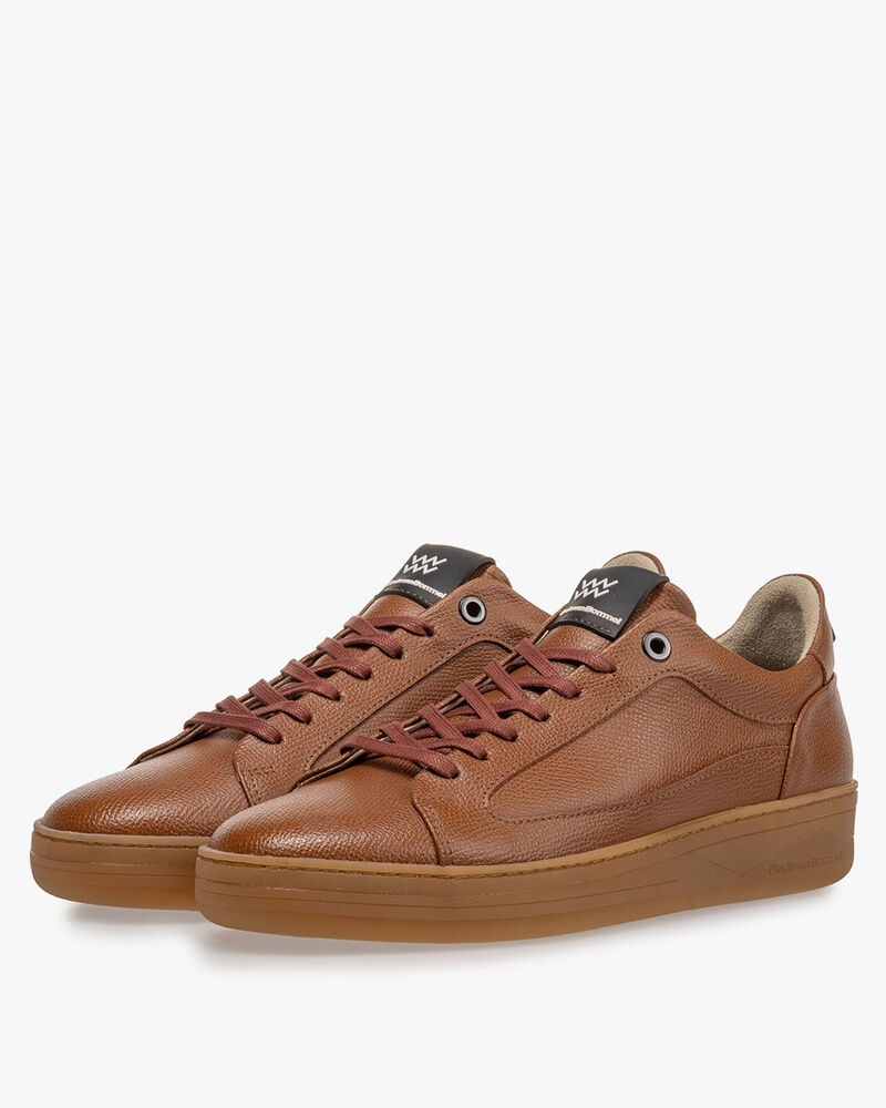 Sneaker Leder-Print cognac