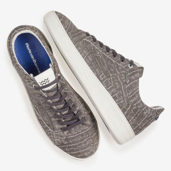 Dark grey sneaker with croco print