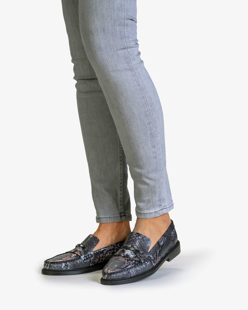 Loafer Reptilienprint dunkelgrau
