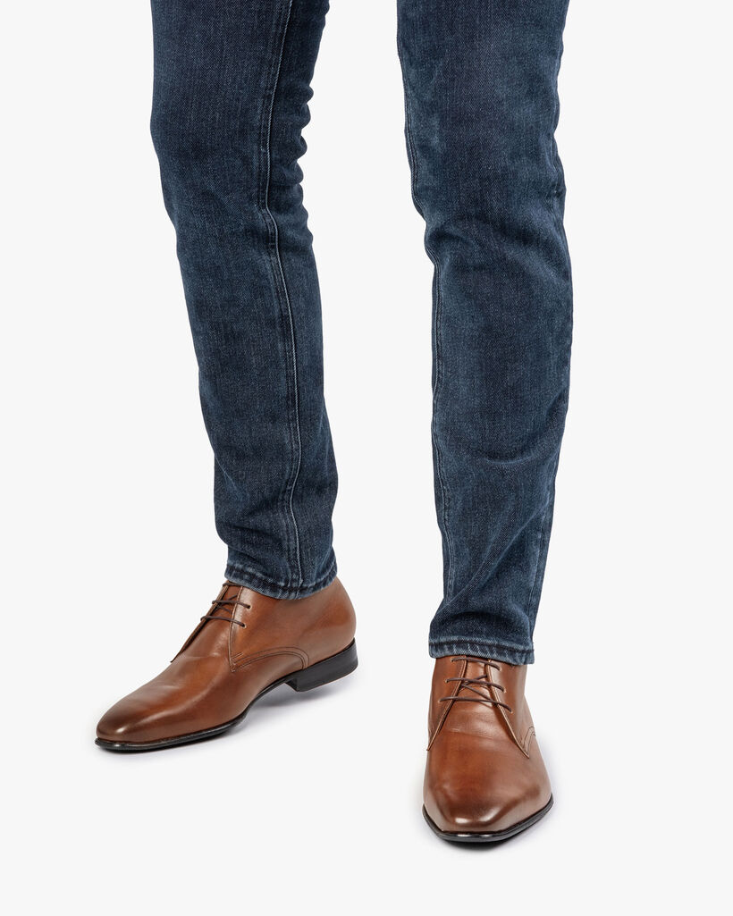 Kalbsleder-Schnürschuh cognac