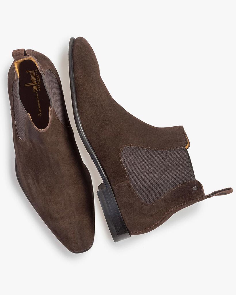 Dark brown suede leather Chelsea boot