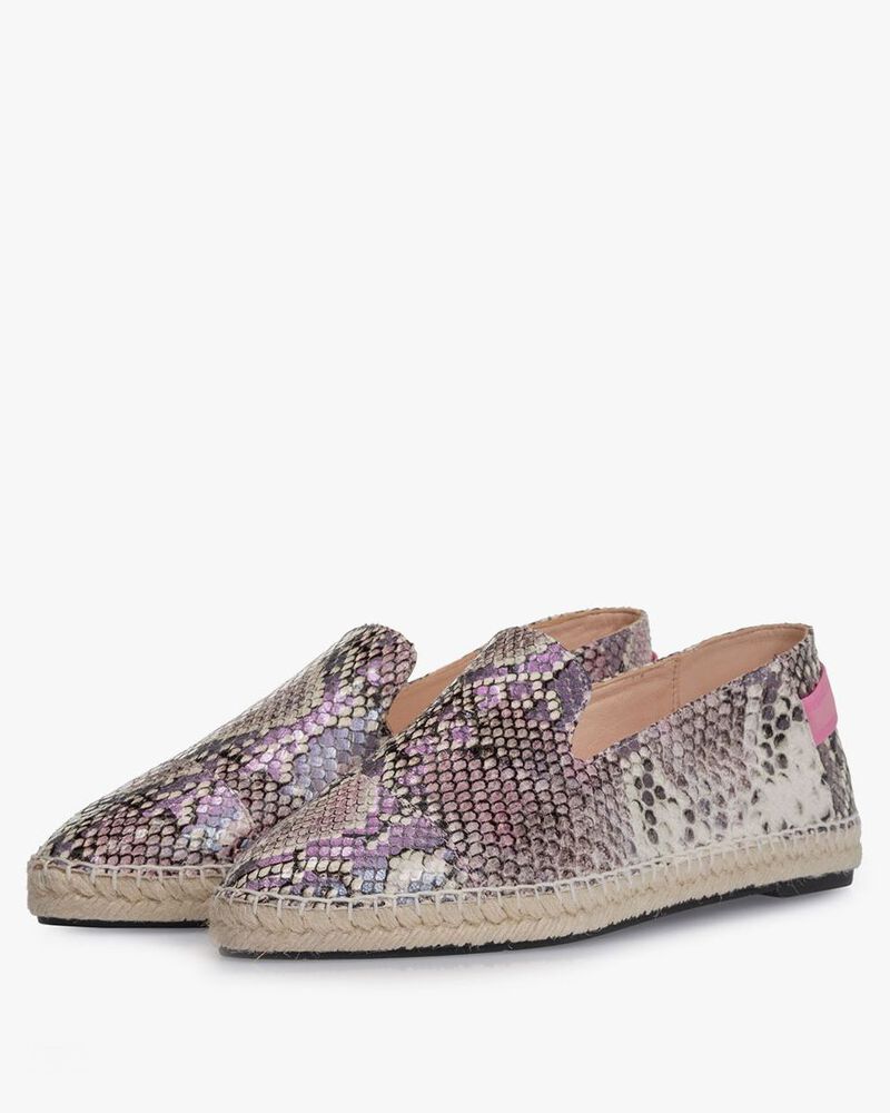 Espadrille Leder mit Print pink