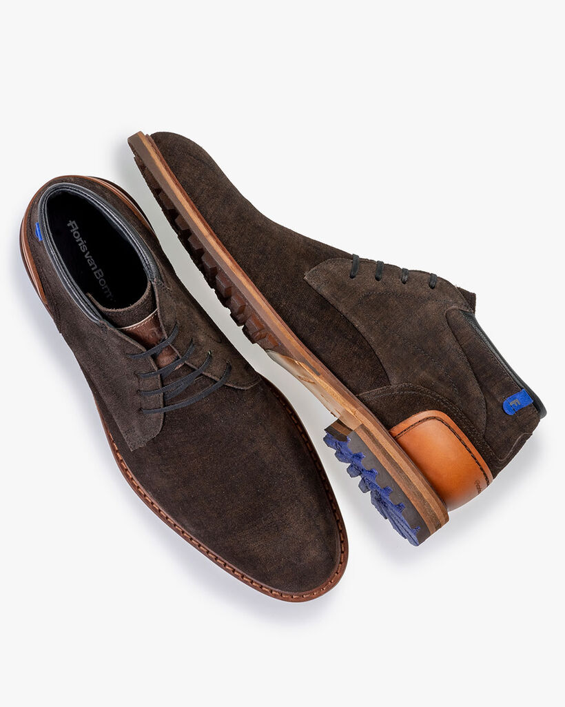 Schn&uuml;rstiefel Wildleder dunkelbraun