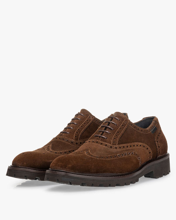 Schn&uuml;rschuh Wildleder cognac
