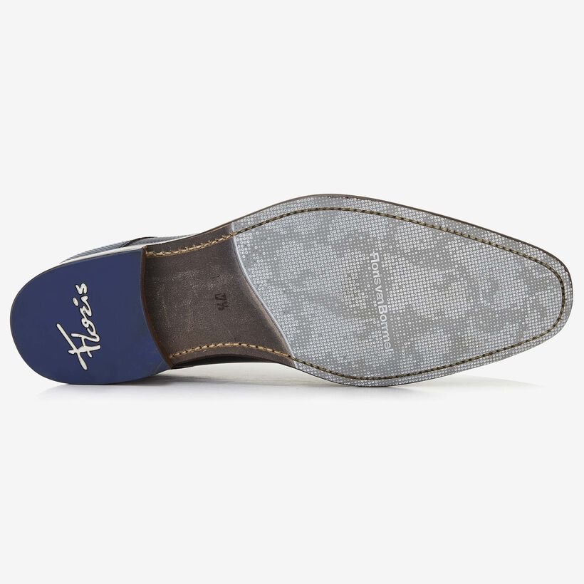 Floris van Bommel Leder-Herren-Schnürer in Metallicblau