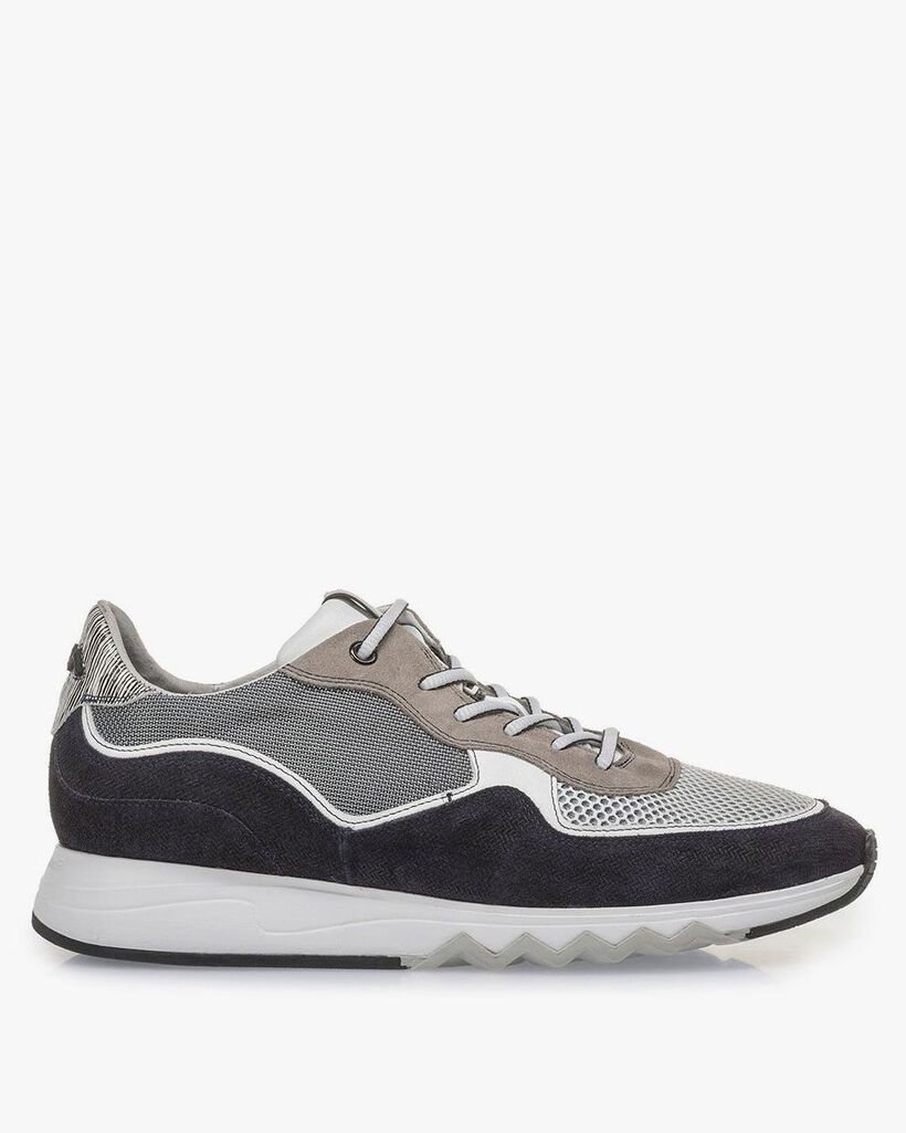 Grey and black suede leather sneaker