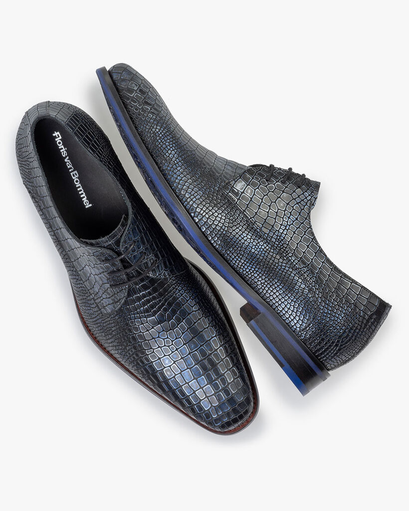 Schn&uuml;rschuh metallic dunkelblau