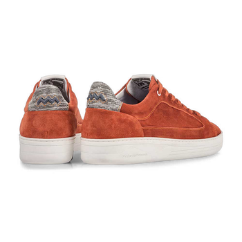 Orange and red suede leather sneaker