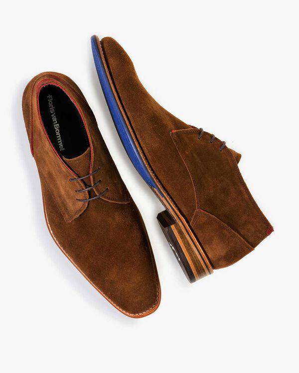 Lace boot suede leather brown