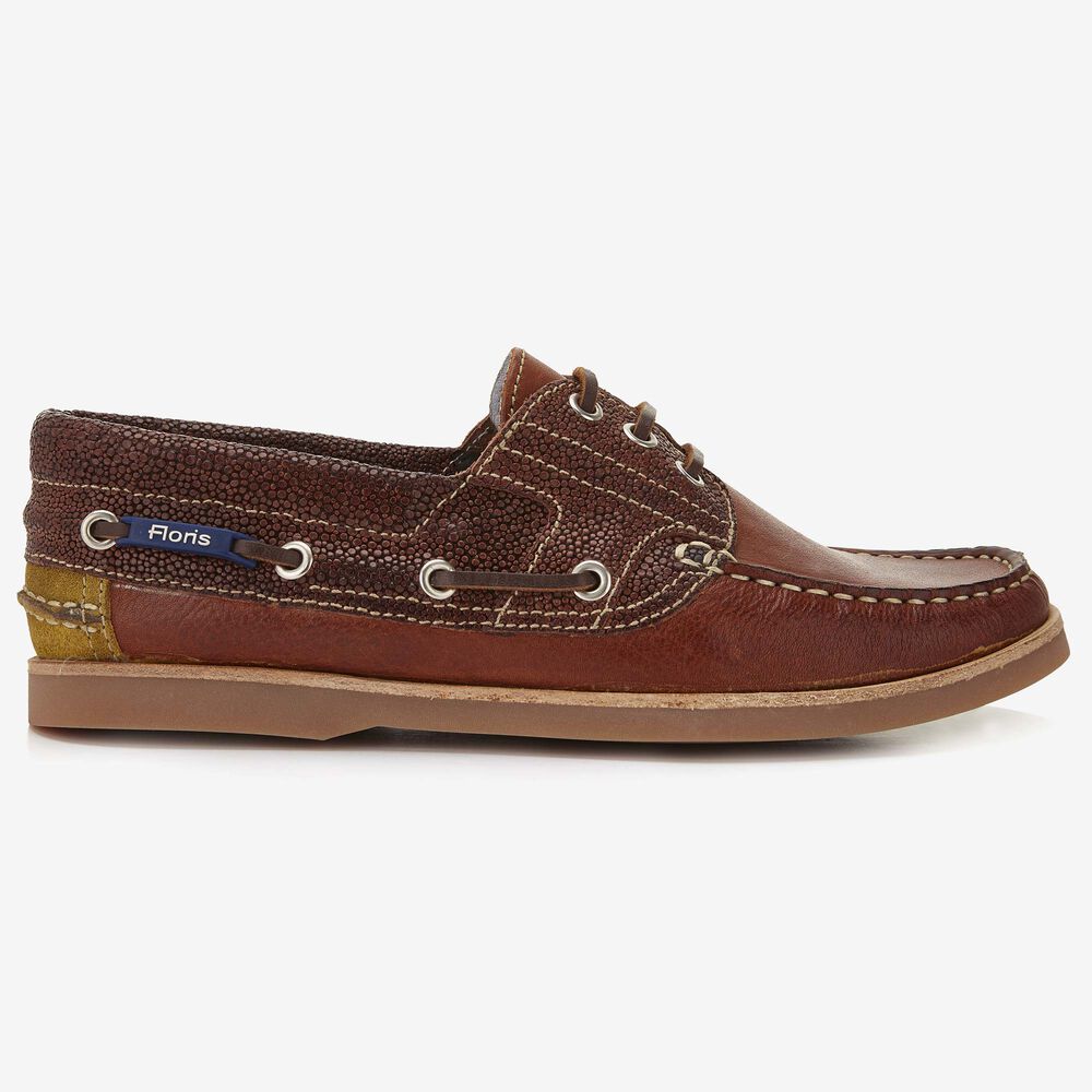 Floris van Bommel cognacfarbener Herren-Leder-Bootschuh