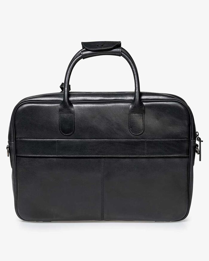 Bürotasche schmal Leder schwarz