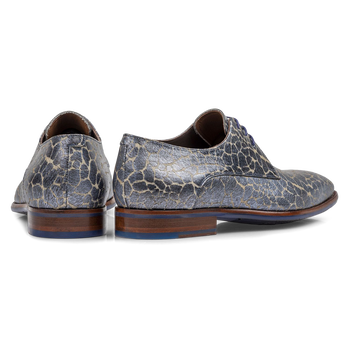 Schn&uuml;rschuh Metallic-Print blau