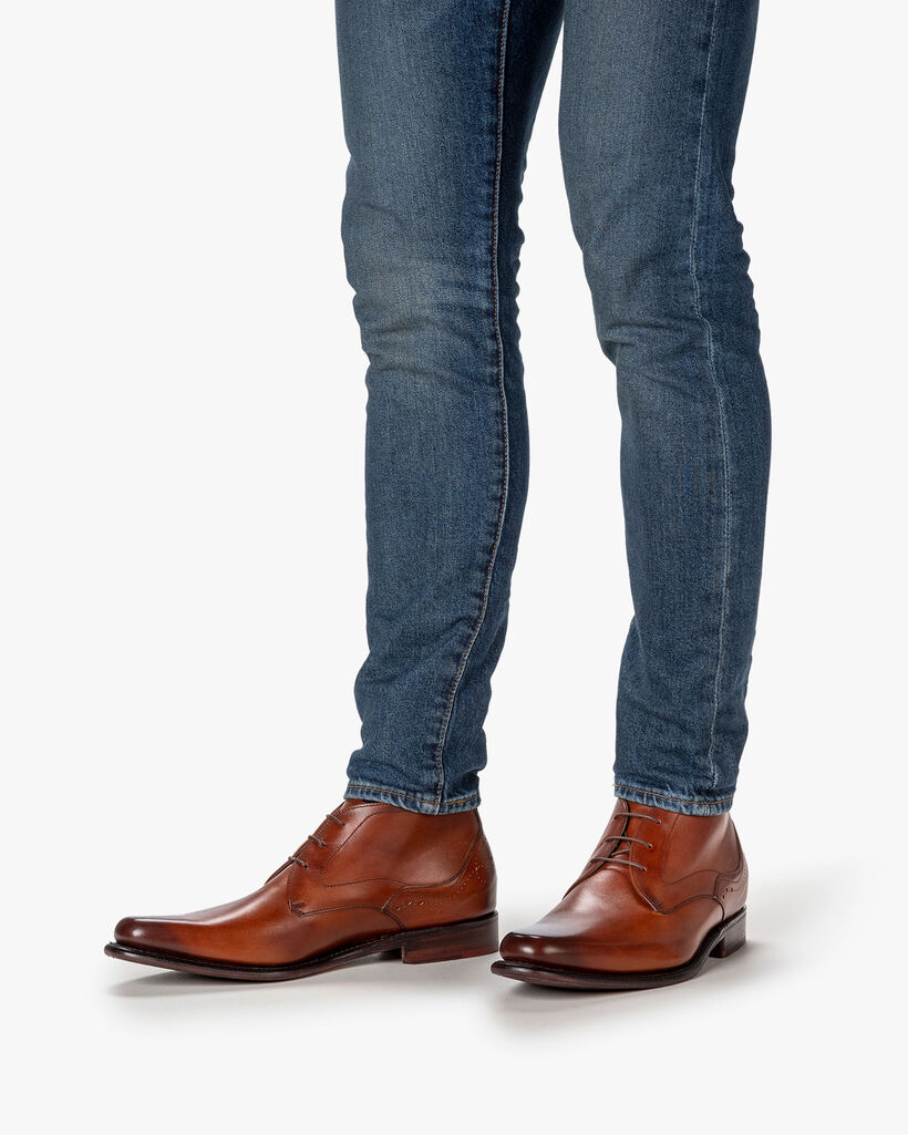 Schnürstiefel Kalbsleder cognacfarben